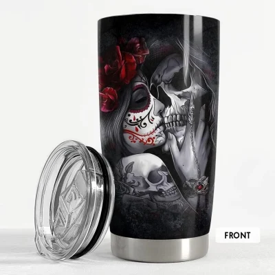 SANDJEST Skull Couple Tumbler I Choose You Tumblers 20 30 oz Stainless Steel Insulated Travel Mug Christmas Birthday Valentine Gift for Wife Husband Boyfriend Girlfriend Tattoo Lovers